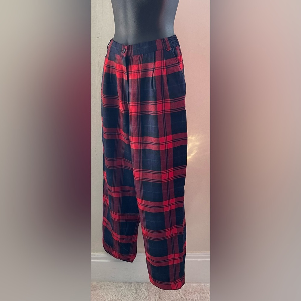 AL JEAN Vintage Red and Blue Tartan Plaid Wool Pants
